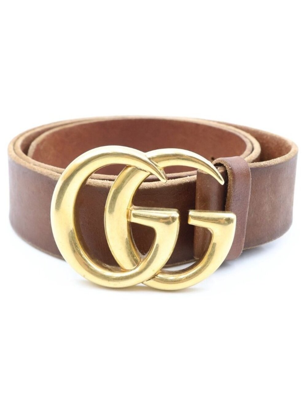 Gucci GG Marmont Leather Belt Gold Brown